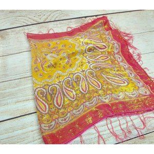Women Scarf Soft Silky Shawl Wrap Paisley Stole Head Cover Veil Gold Pink Gift